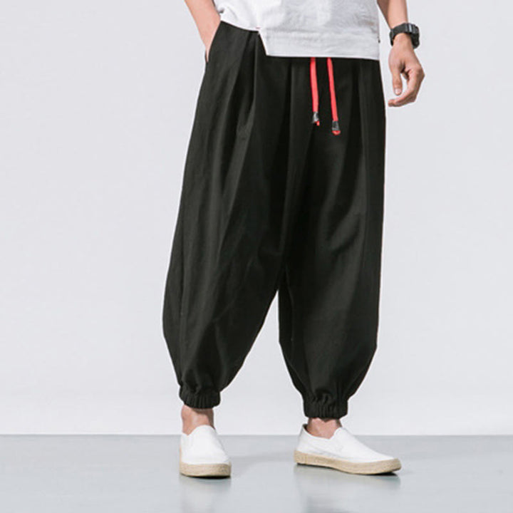 Buddha Stones Casual Sports Herren Einfarbige Baumwollhose mit Kordelzug und Taschen - image 6