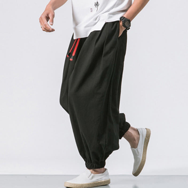 Buddha Stones Casual Sports Herren Einfarbige Baumwollhose mit Kordelzug und Taschen - image 3