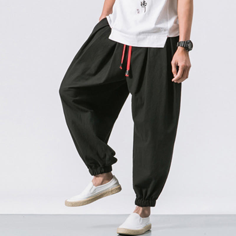 Buddha Stones Casual Sports Herren Einfarbige Baumwollhose mit Kordelzug und Taschen - image 9
