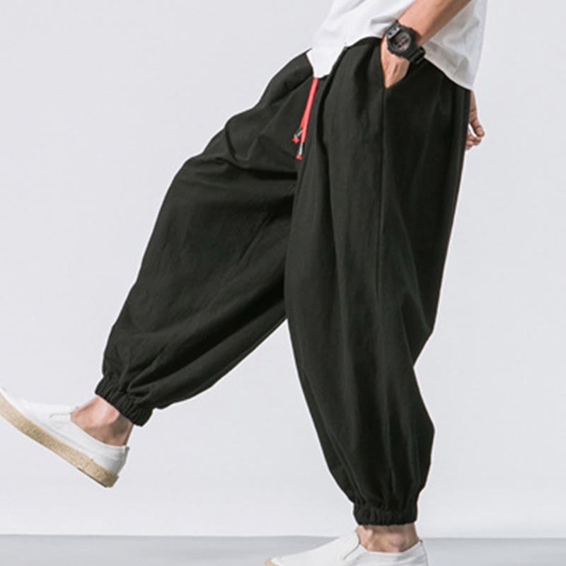 Buddha Stones Casual Sports Herren Einfarbige Baumwollhose mit Kordelzug und Taschen - image 10