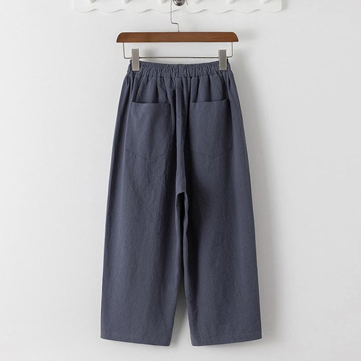 Buddha Stones Sommer 2-teilig, schlichtes Kurzarm-T-Shirt, Hose in Länge 7–8, Tang-Anzug aus Baumwolle und Leinen, Meditationskleidungsset für Herren mit Taschen - image 4