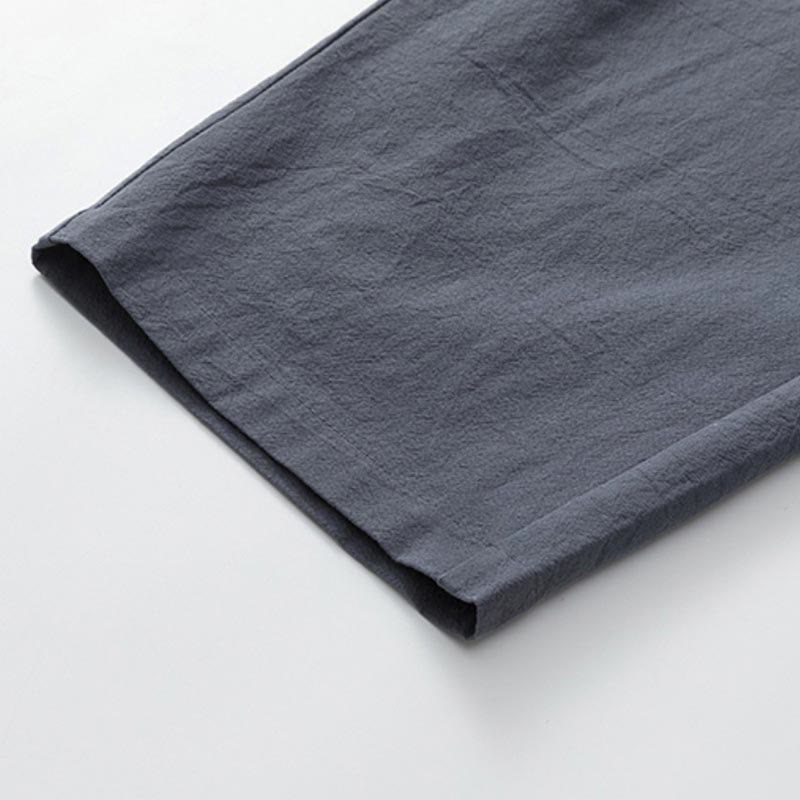 Buddha Stones Sommer 2-teilig, schlichtes Kurzarm-T-Shirt, Hose in Länge 7–8, Tang-Anzug aus Baumwolle und Leinen, Meditationskleidungsset für Herren mit Taschen - image 9