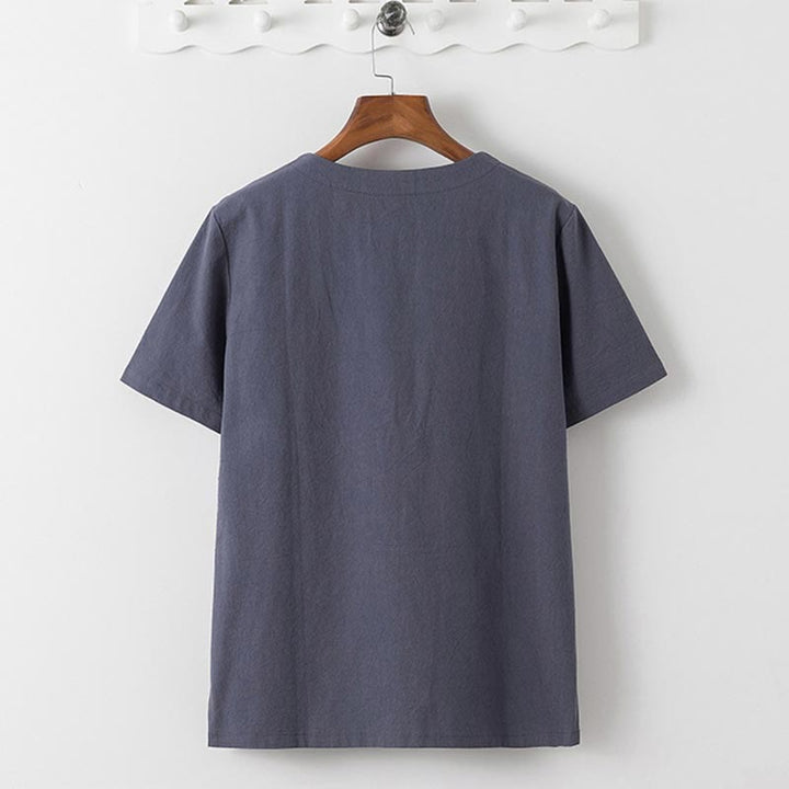 Buddha Stones Sommer 2-teilig, schlichtes Kurzarm-T-Shirt, Hose in Länge 7–8, Tang-Anzug aus Baumwolle und Leinen, Meditationskleidungsset für Herren mit Taschen - image 2