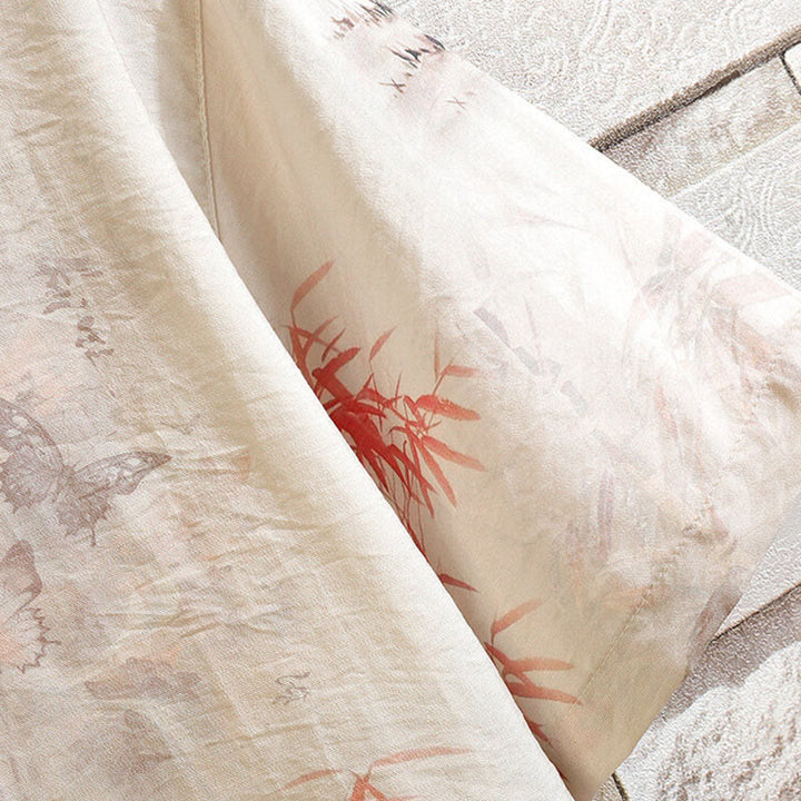 Buddha Stones Sommer Bambus Schmetterling Muster Kurzarm Frosch-Knopf-Design Herren Hemd Jacke - image 6