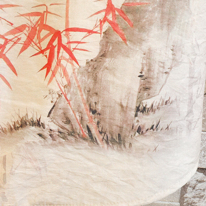 Buddha Stones Sommer Bambus Schmetterling Muster Kurzarm Frosch-Knopf-Design Herren Hemd Jacke - image 5