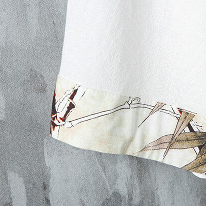 Buddha Stones Sommer Froschknopf Patchwork Halbarm Design Baumwolle Leinen Herren Hemdjacke - image 7
