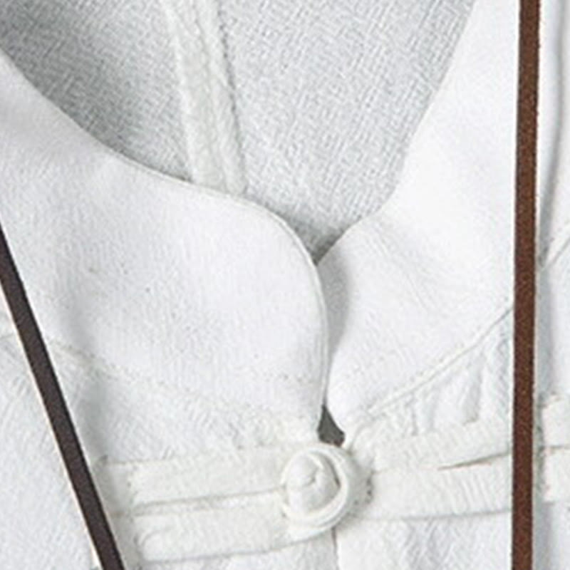 Buddha Stones Sommer Froschknopf Patchwork Halbarm Design Baumwolle Leinen Herren Hemdjacke - image 5