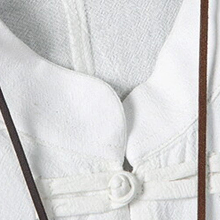 Buddha Stones Sommer Froschknopf Patchwork Halbarm Design Baumwolle Leinen Herren Hemdjacke - image 5