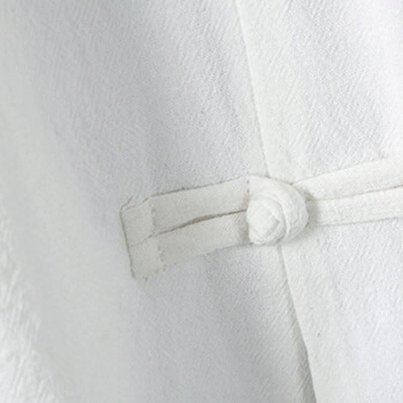 Buddha Stones Sommer Froschknopf Patchwork Halbarm Design Baumwolle Leinen Herren Hemdjacke - image 6