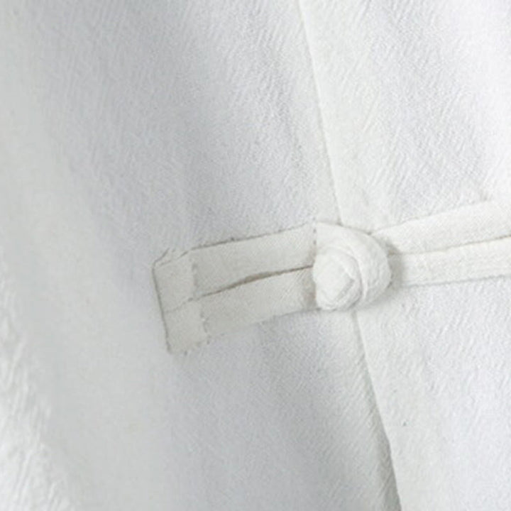 Buddha Stones Sommer Froschknopf Patchwork Halbarm Design Baumwolle Leinen Herren Hemdjacke - image 6