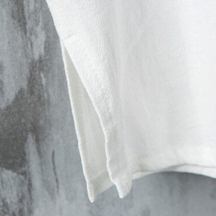 Buddha Stones Sommer Froschknopf Patchwork Halbarm Design Baumwolle Leinen Herren Hemdjacke - image 9