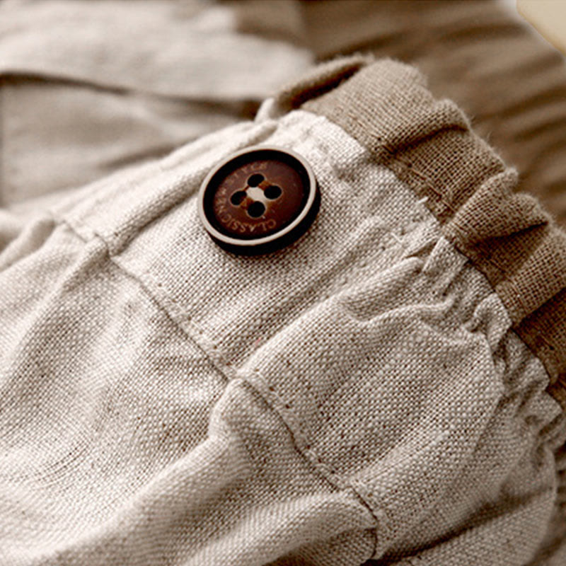 Buddha Stones Vintage Casual Plain Side Slit Elastic Waist Cotton Linen Damenrock mit Taschen - image 4