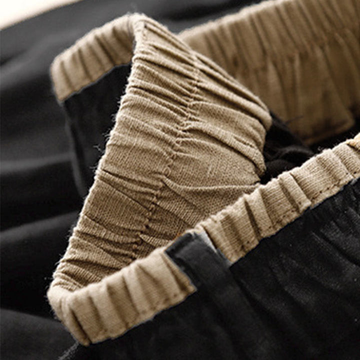 Buddha Stones Vintage Casual Plain Side Slit Elastic Waist Cotton Linen Damenrock mit Taschen - image 12