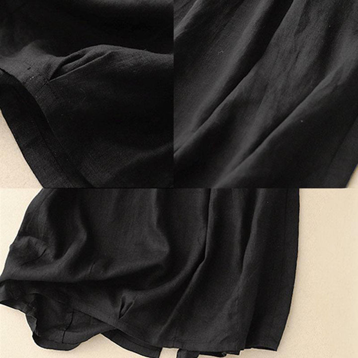 Buddha Stones Vintage Casual Plain Side Slit Elastic Waist Cotton Linen Damenrock mit Taschen - image 14