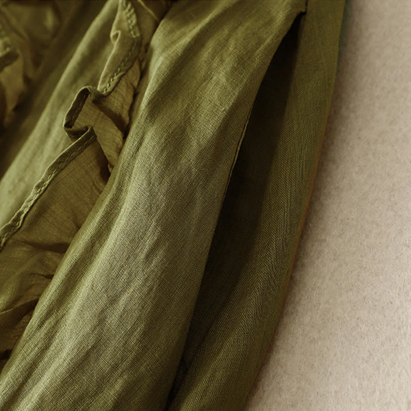 Buddha Stones Sommer-Baumwollrock für Damen mit Rüschendesign - image 1