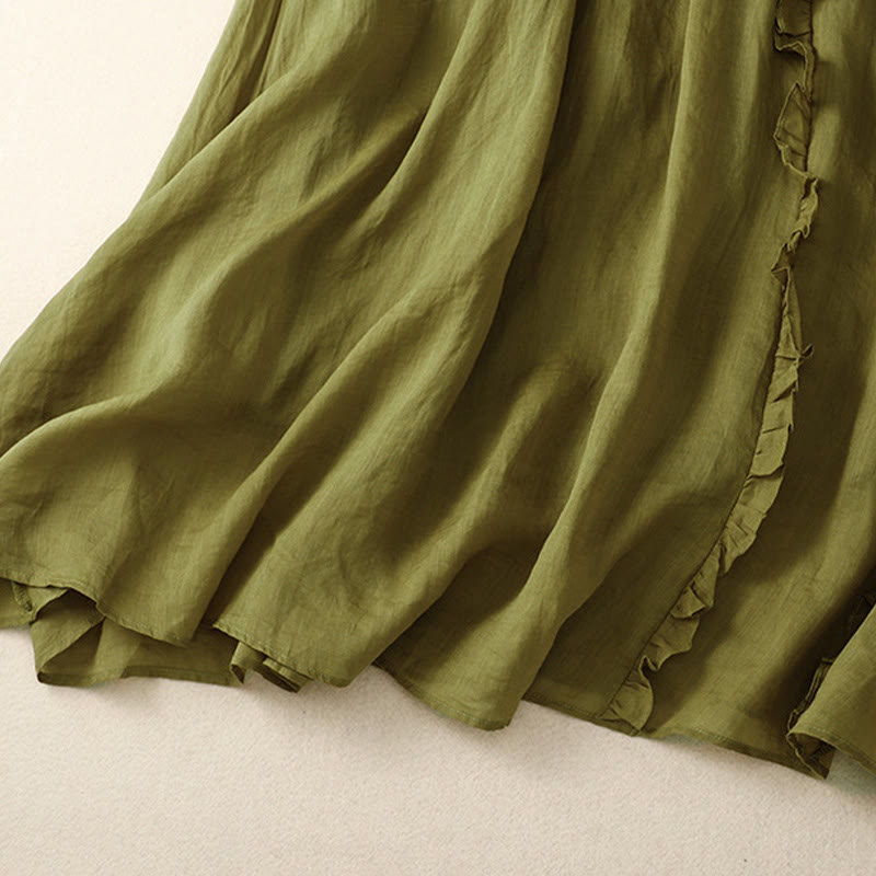 Buddha Stones Sommer-Baumwollrock für Damen mit Rüschendesign - image 2