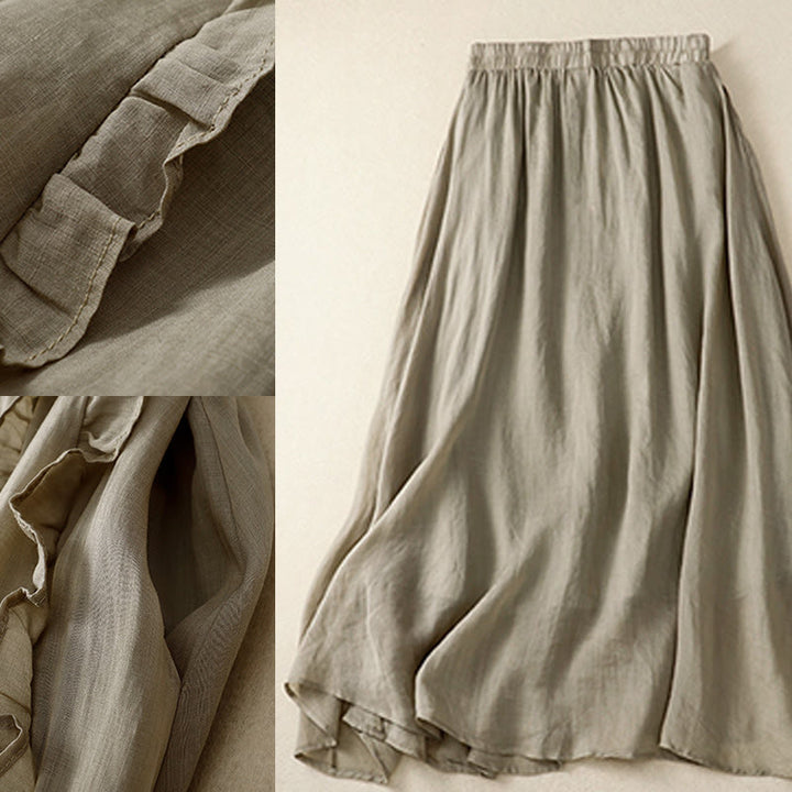 Buddha Stones Sommer-Baumwollrock für Damen mit Rüschendesign - image 9