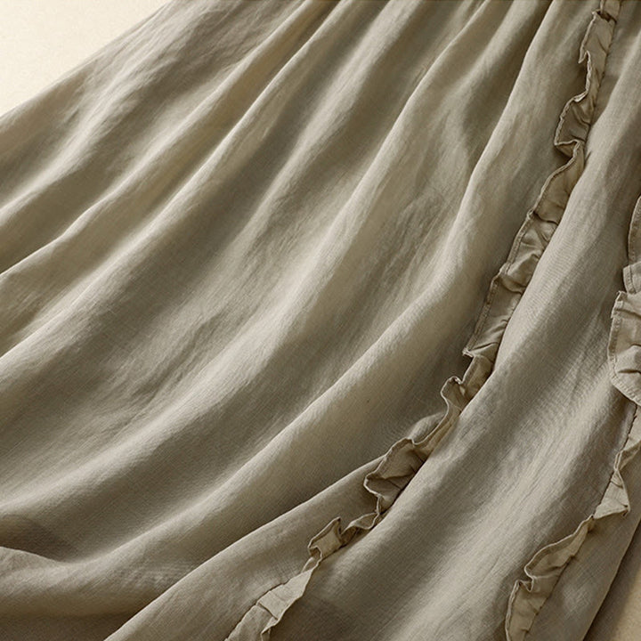 Buddha Stones Sommer-Baumwollrock für Damen mit Rüschendesign - image 6