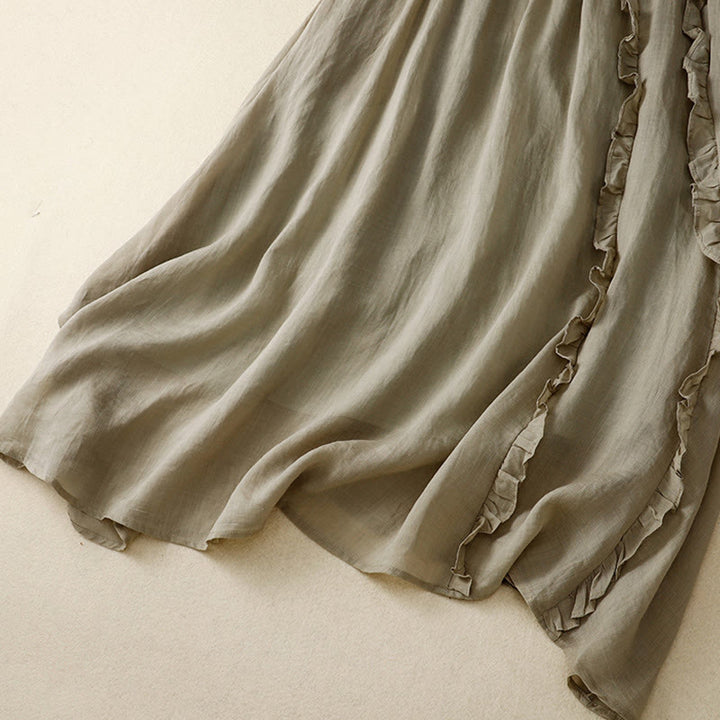 Buddha Stones Sommer-Baumwollrock für Damen mit Rüschendesign - image 7