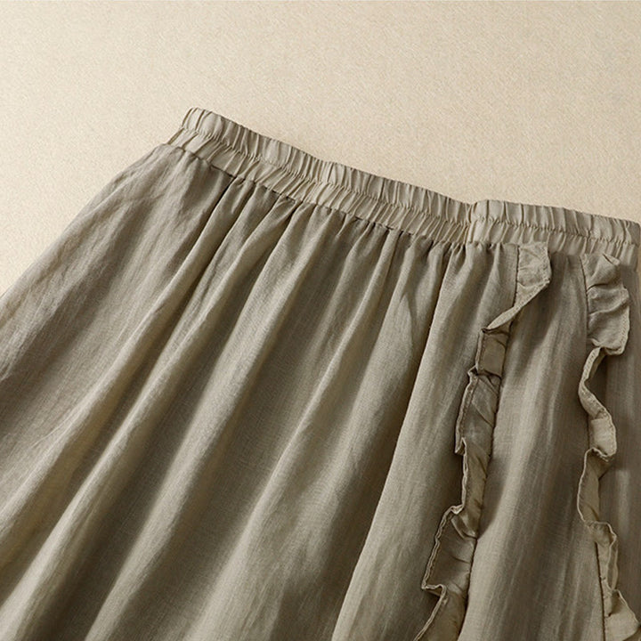 Buddha Stones Sommer-Baumwollrock für Damen mit Rüschendesign - image 5