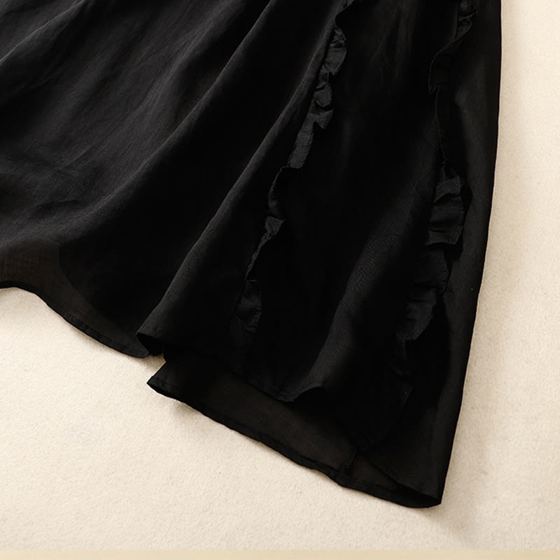 Buddha Stones Sommer-Baumwollrock für Damen mit Rüschendesign - image 12