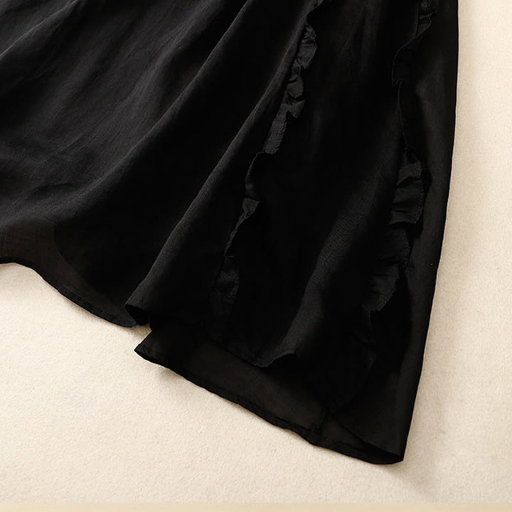 Buddha Stones Sommer-Baumwollrock für Damen mit Rüschendesign - image 12