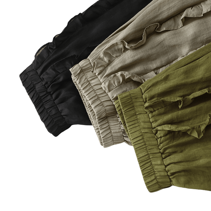 Buddha Stones Sommer-Baumwollrock für Damen mit Rüschendesign - image 17