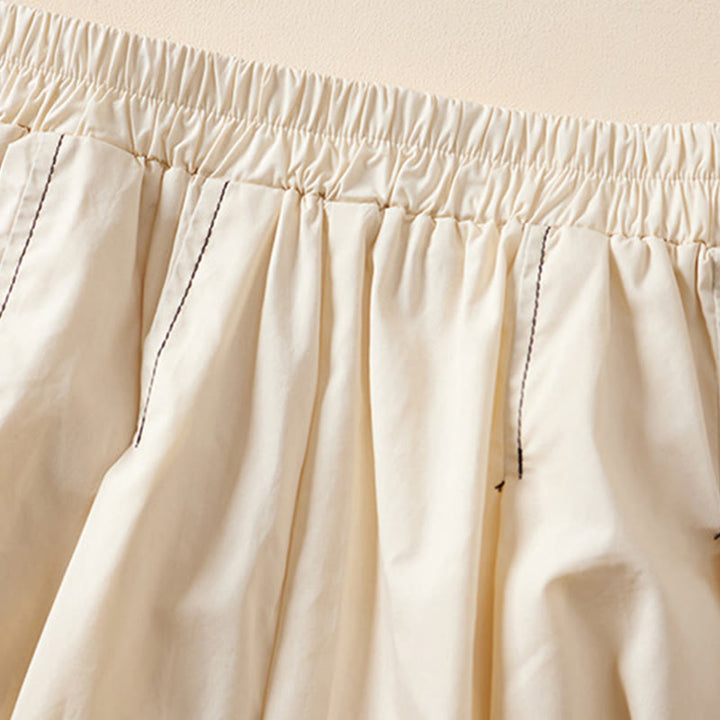 Buddha Stones Sommer Lässiger Damen-Baumwollrock mit unregelmäßigem Design und Taschen - image 2