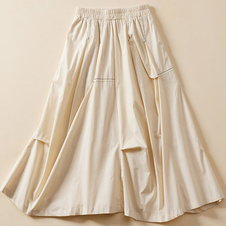 Buddha Stones Sommer Lässiger Damen-Baumwollrock mit unregelmäßigem Design und Taschen - image 1