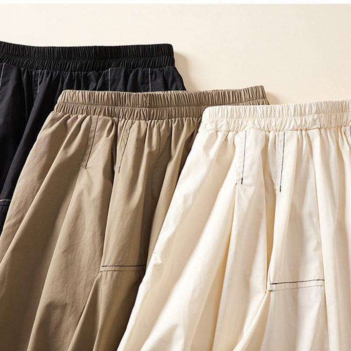 Buddha Stones Sommer Lässiger Damen-Baumwollrock mit unregelmäßigem Design und Taschen - image 11