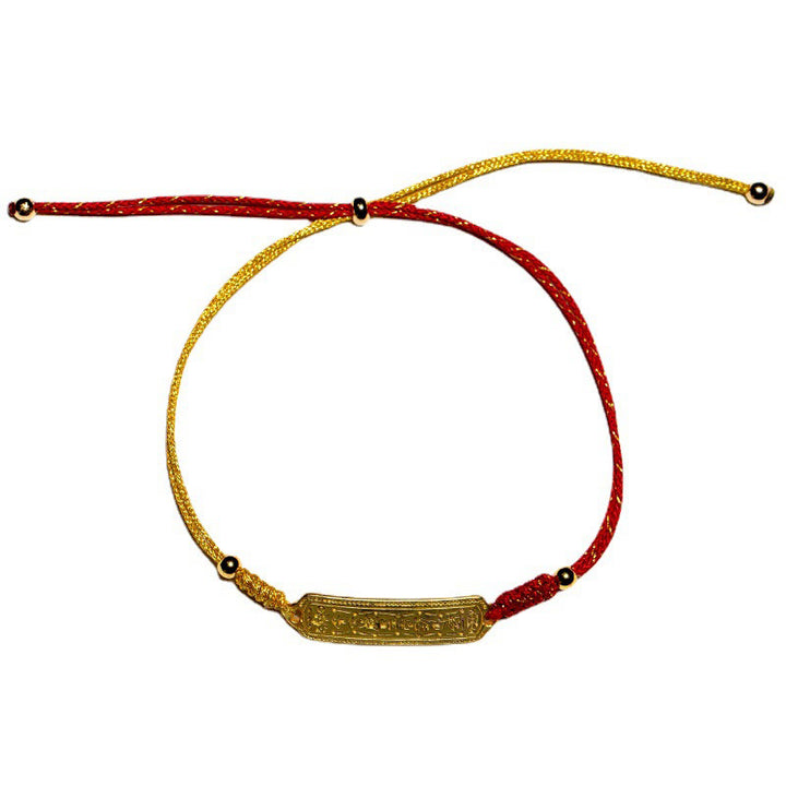 Buddha Stones 14K vergoldetes Kupfer-Amulett-Schutzarmband mit rotem goldenem Seil