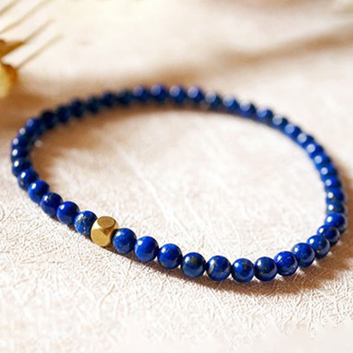 Buddha Stones 4 mm ultradünnes Lazurite-Perlen-Selbstpflegearmband