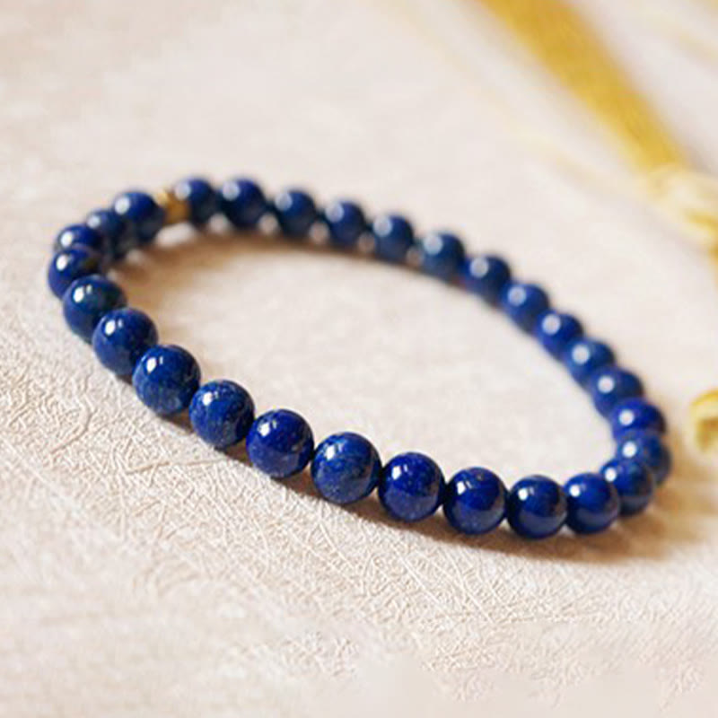 Buddha Stones 4 mm ultradünnes Lazurite-Perlen-Selbstpflegearmband