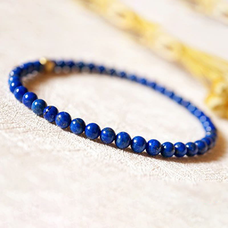 Buddha Stones 4 mm ultradünnes Lazurite-Perlen-Selbstpflegearmband