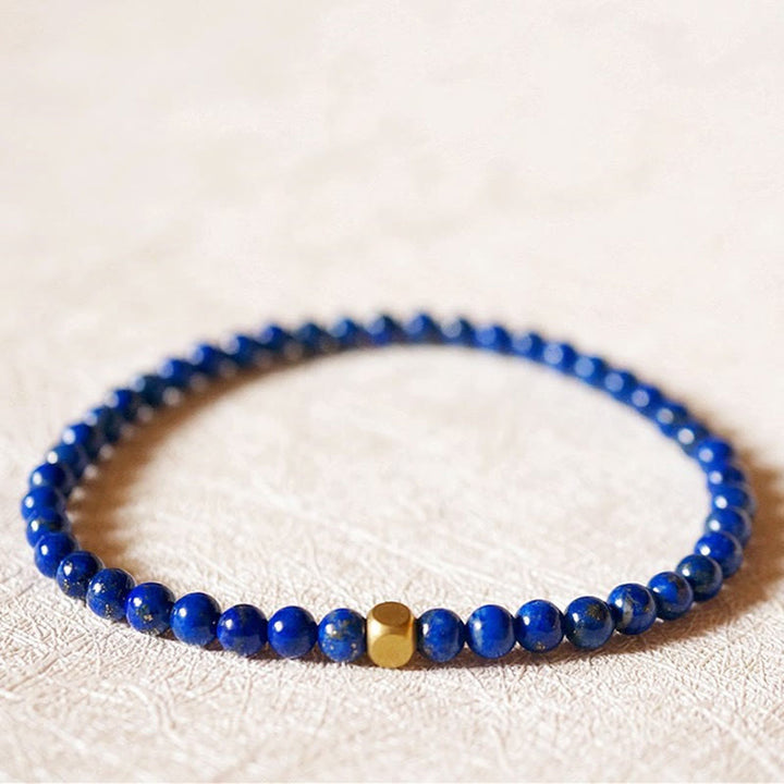 Buddha Stones 4mm ultradünne Lazurit-Lapis-Lazuli-Perlen Selbstpflege-Armband - 4 mm Lapislazuli (Handgelenkumfang: 14-16 cm) - image 0