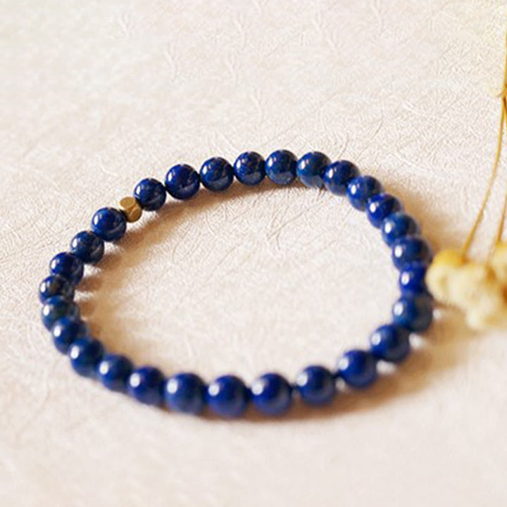 Buddha Stones 4 mm ultradünnes Lazurite-Perlen-Selbstpflegearmband