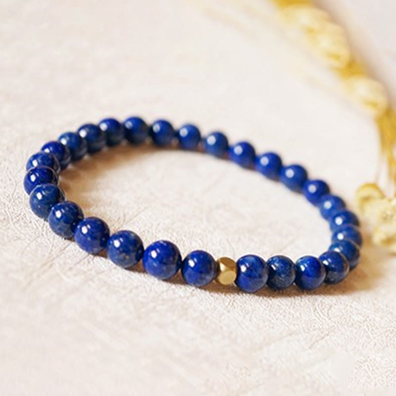 Buddha Stones 4 mm ultradünnes Lazurite-Perlen-Selbstpflegearmband