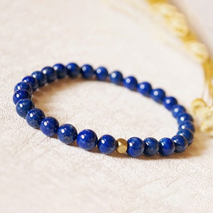 Buddha Stones 4 mm ultradünnes Lazurite-Perlen-Selbstpflegearmband