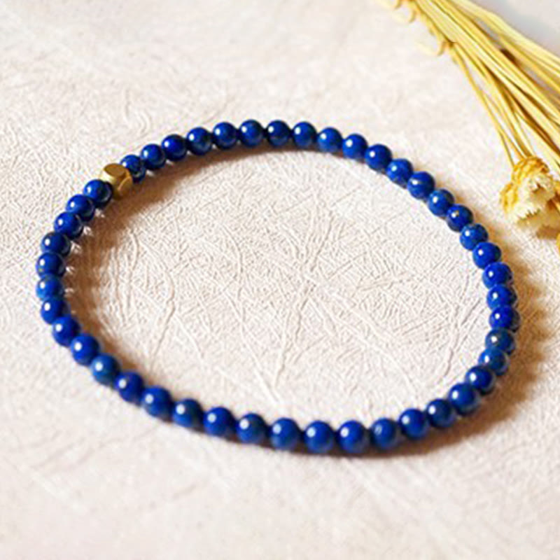 Buddha Stones 4mm ultradünne Lazurit-Lapis-Lazuli-Perlen Selbstpflege-Armband - image 13