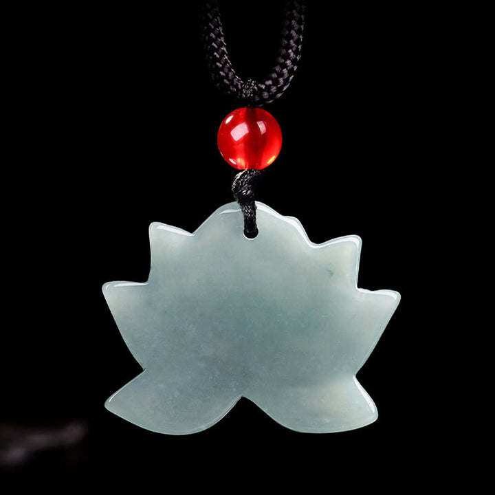 Buddha Stones Lotus Flower Pattern Geschnitzte Jade Wohlstand Halskette Anhänger - image 4