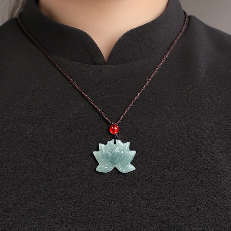 Buddha Stones Lotus Flower Pattern Geschnitzte Jade Wohlstand Halskette Anhänger - image 11
