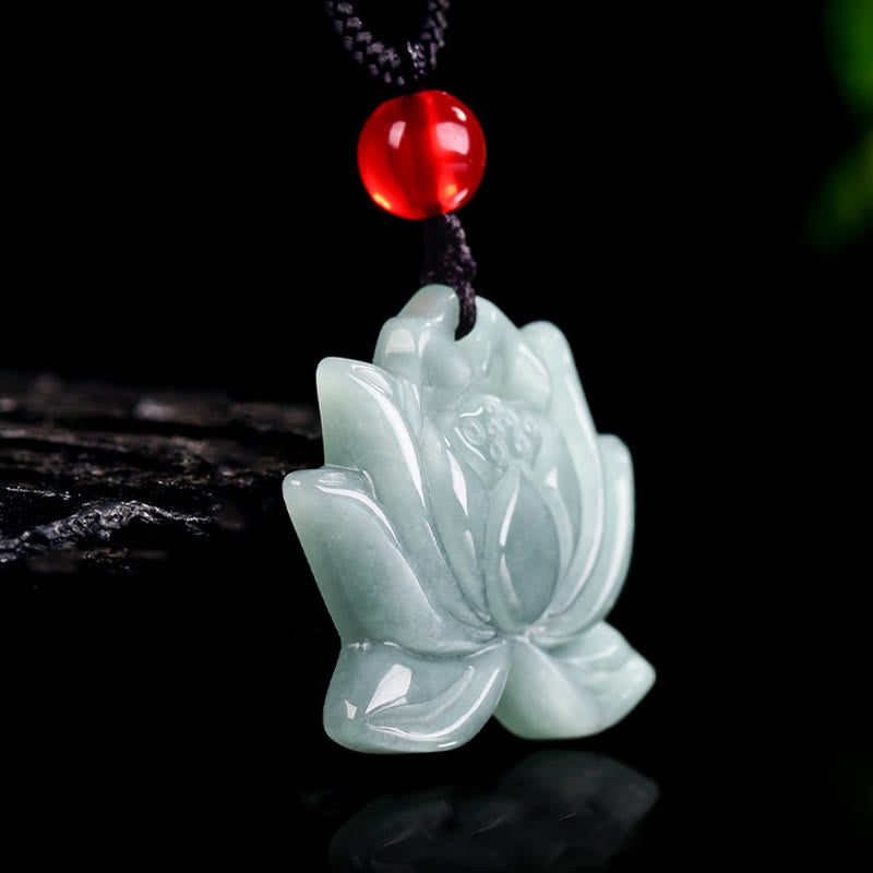 Buddha Stones Lotus Flower Pattern Geschnitzte Jade Wohlstand Halskette Anhänger - image 5