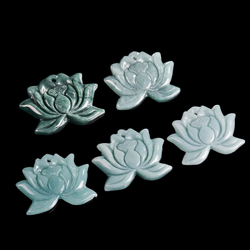 Buddha Stones Lotus Flower Pattern Geschnitzte Jade Wohlstand Halskette Anhänger - image 9