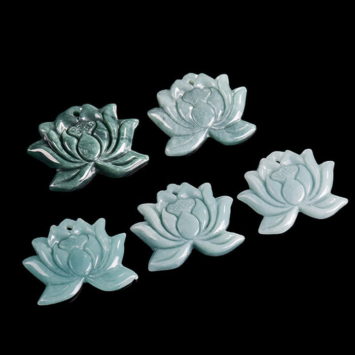 Buddha Stones Lotus Flower Pattern Geschnitzte Jade Wohlstand Halskette Anhänger - image 9