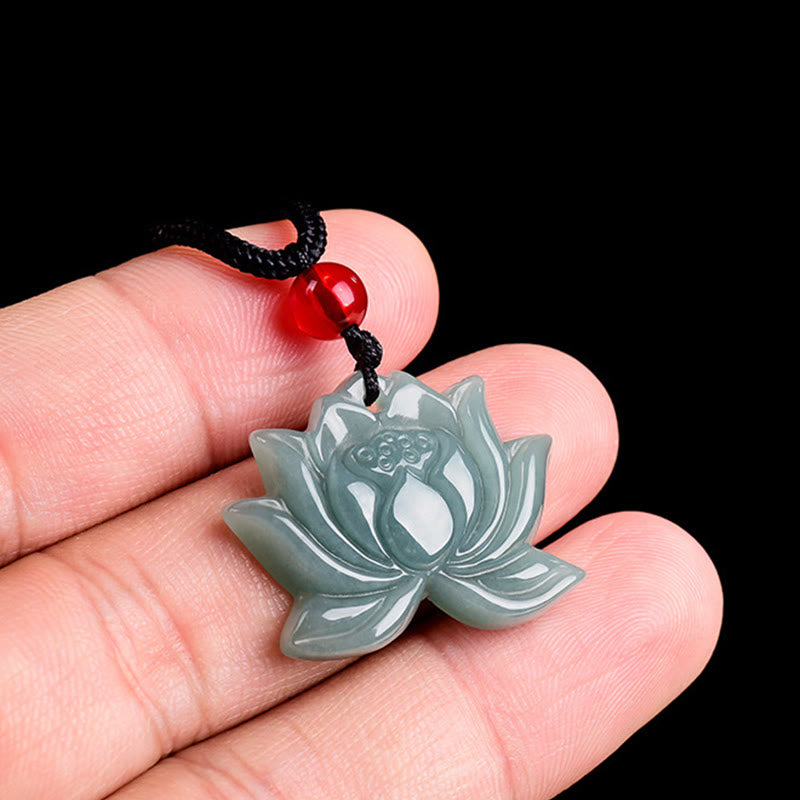 Buddha Stones Lotus Flower Pattern Geschnitzte Jade Wohlstand Halskette Anhänger - image 10