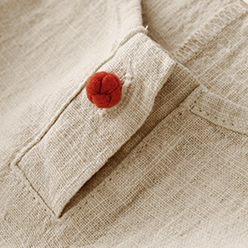 Buddha Stones Lässiges, schlichtes Damen-T-Shirt mit Rundhalsausschnitt, lockeres Halbarm-Baumwoll-Leinen - image 6