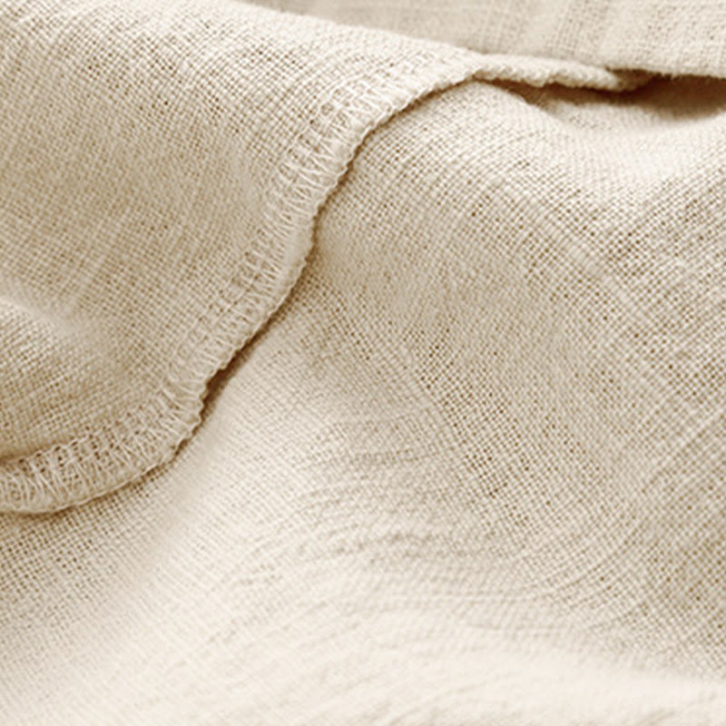 Buddha Stones Lässiges, schlichtes Damen-T-Shirt mit Rundhalsausschnitt, lockeres Halbarm-Baumwoll-Leinen - image 7