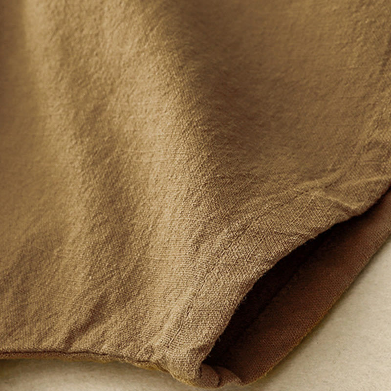 Buddha Stones Lässiges, schlichtes Damen-T-Shirt mit Rundhalsausschnitt, lockeres Halbarm-Baumwoll-Leinen - image 16