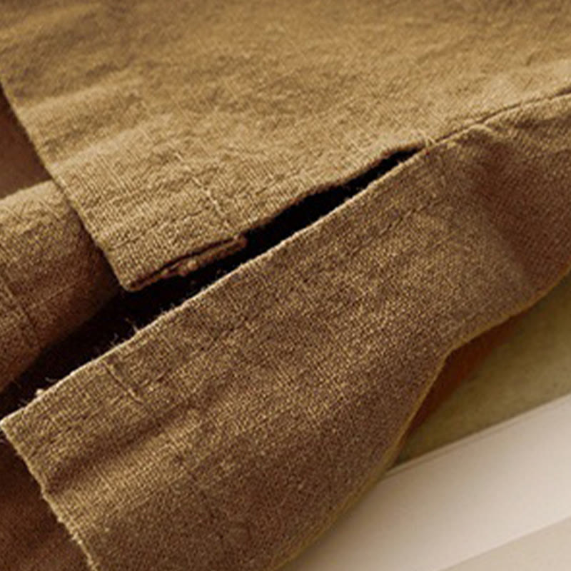 Buddha Stones Lässiges, schlichtes Damen-T-Shirt mit Rundhalsausschnitt, lockeres Halbarm-Baumwoll-Leinen - image 15