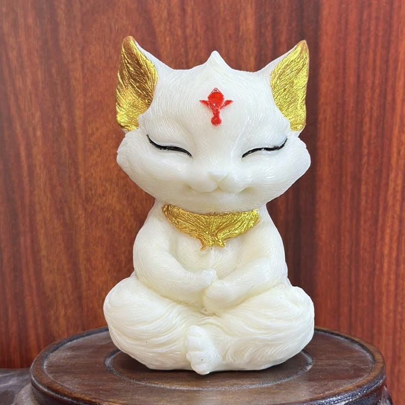 Buddha Stones, neunschwänziger Fuchs, geschnitzt, Elfenbein, Obst, Segen, Heimdekoration - Elfenbeinfarbene Frucht Goldener Fuchs 11*6*6cm - image 0